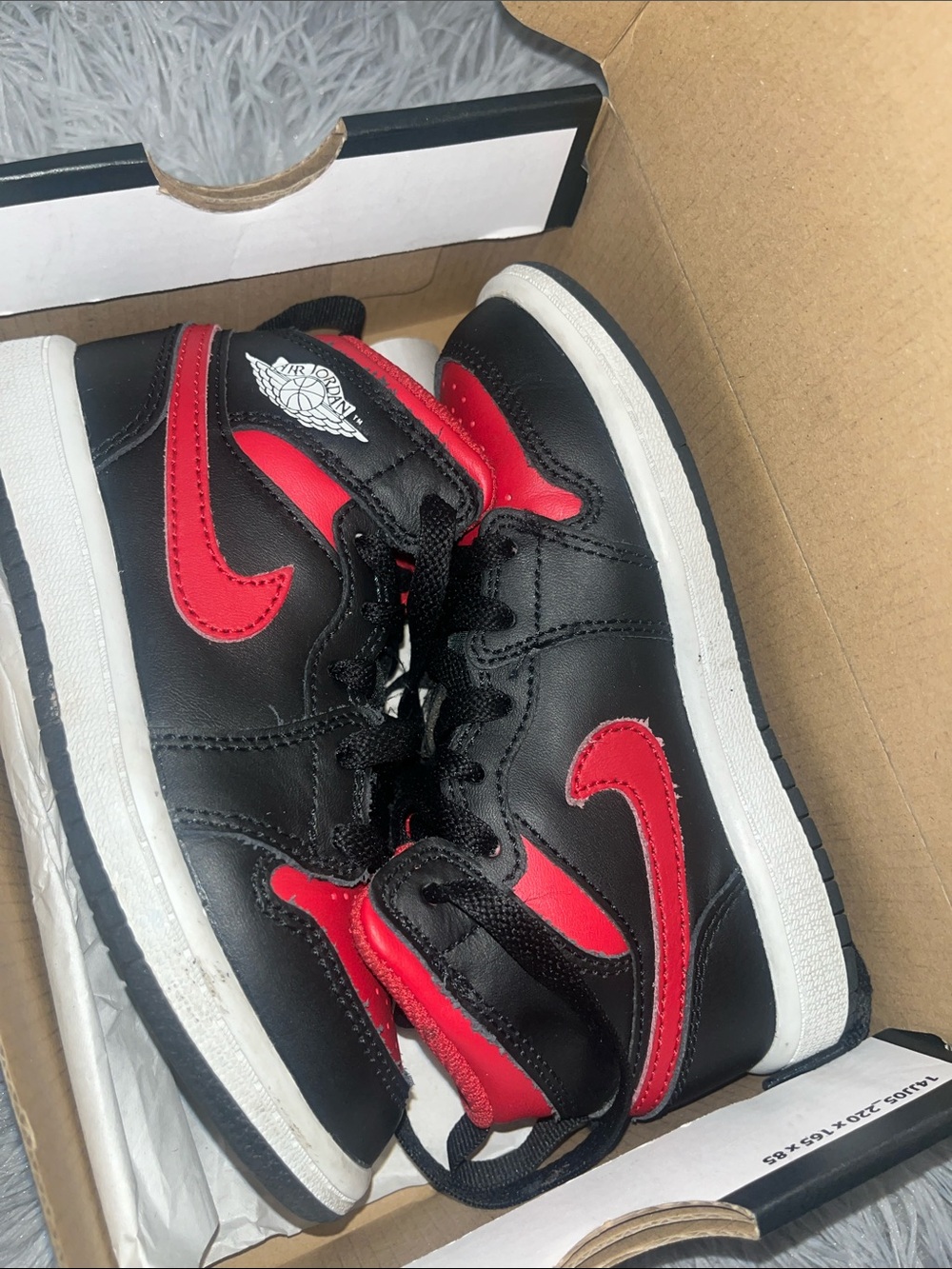 Jordan Kids Black & Red Mid-Top Sneakers